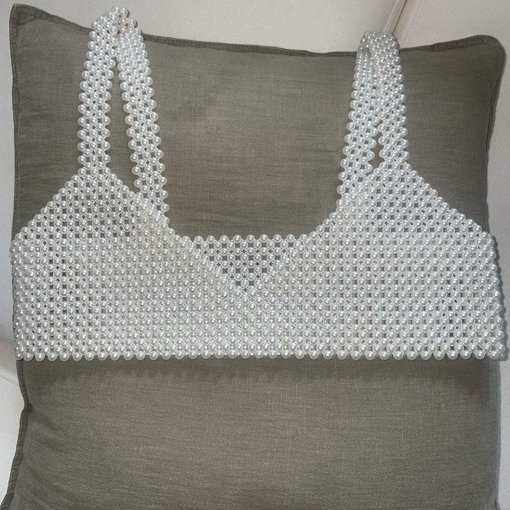 Elegant Pearl Beaded Women's Top